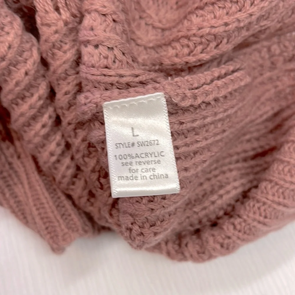 NWOT Distressed Dropped Long Sleeve Sweater in Mauve